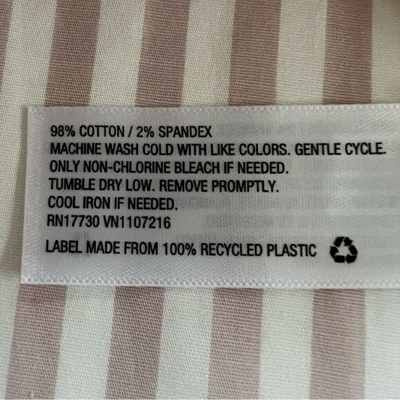 A New Day Taupe striped Balloon Sleeve Quarter Button Blouse XL - Picture 9 of 13